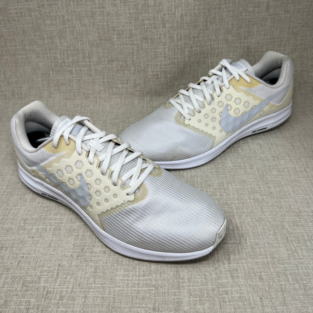 Nike Downshifter 7 Mens Size 13 White Platinum Athletic Running Shoes Sneakers